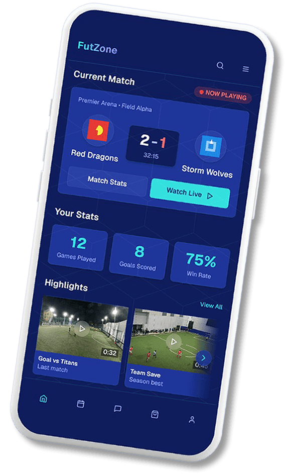FutZone app interface preview